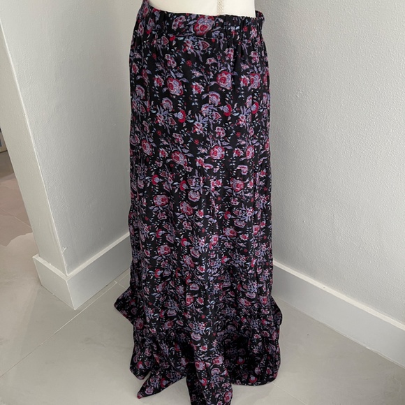 XIRENA Cotton Silk Flowing Layered Boho Maxi Skirt Floral Size M Workwear Causal - Picture 4 of 8